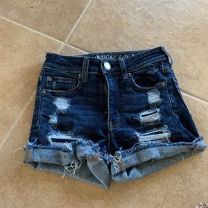 Ripped Dark Denim Shorts
